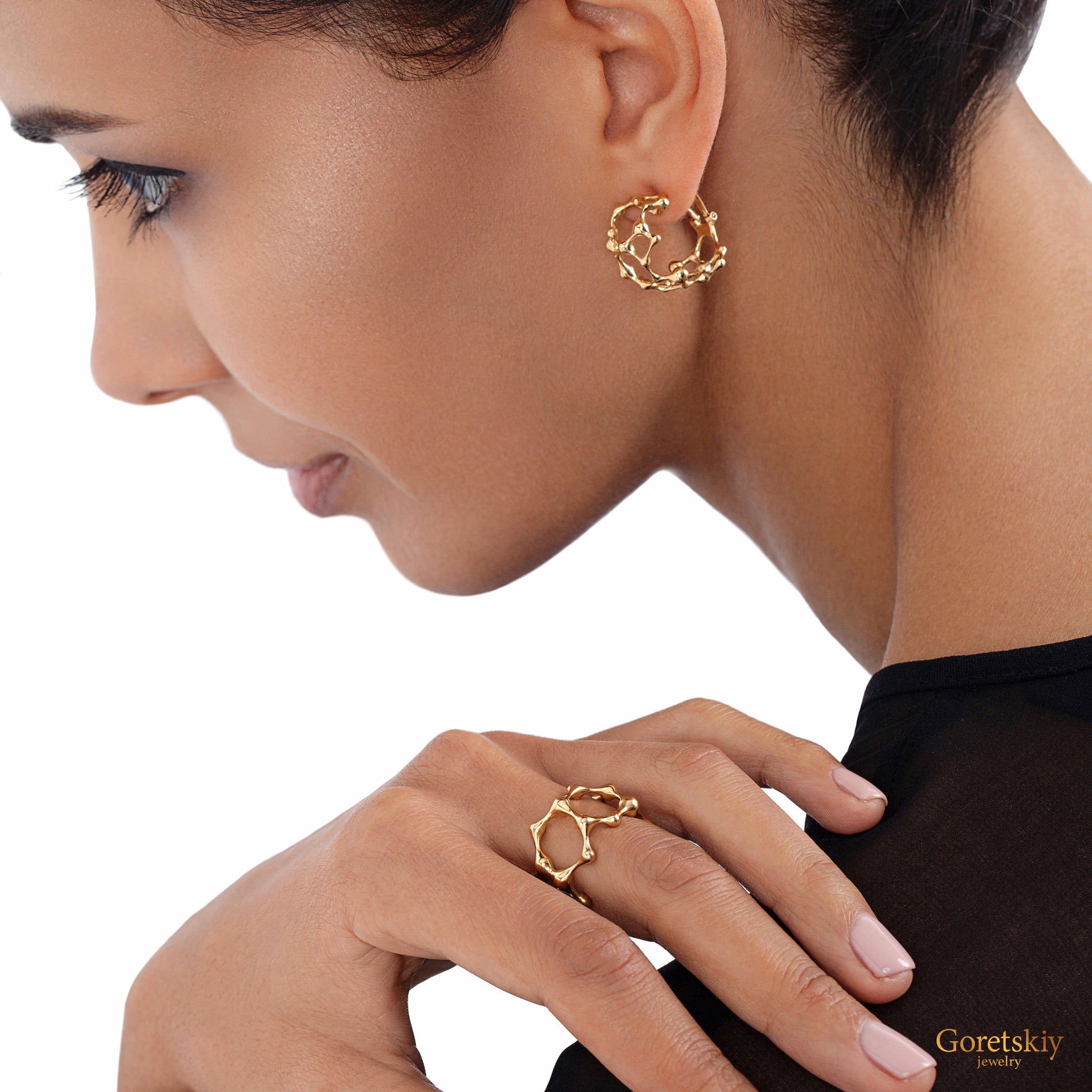 DNA 18K GOLD PLATED SILVER Atomic Earrings