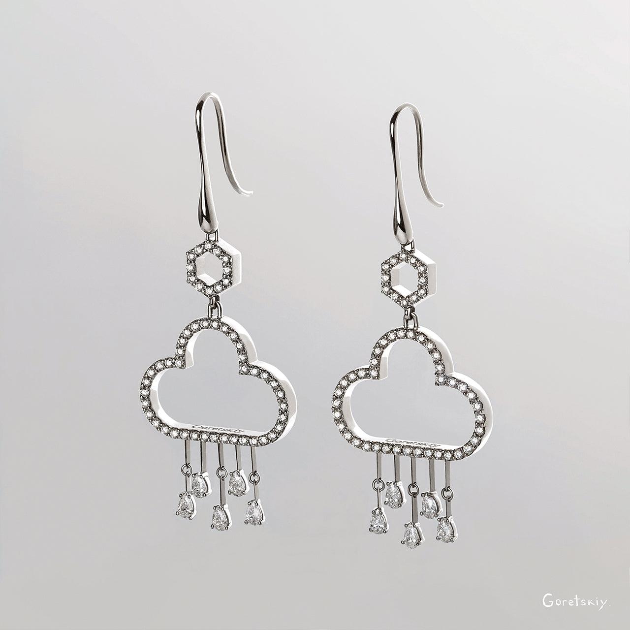 Extraordinary earrings, silver jewelry piece with natural diamonds