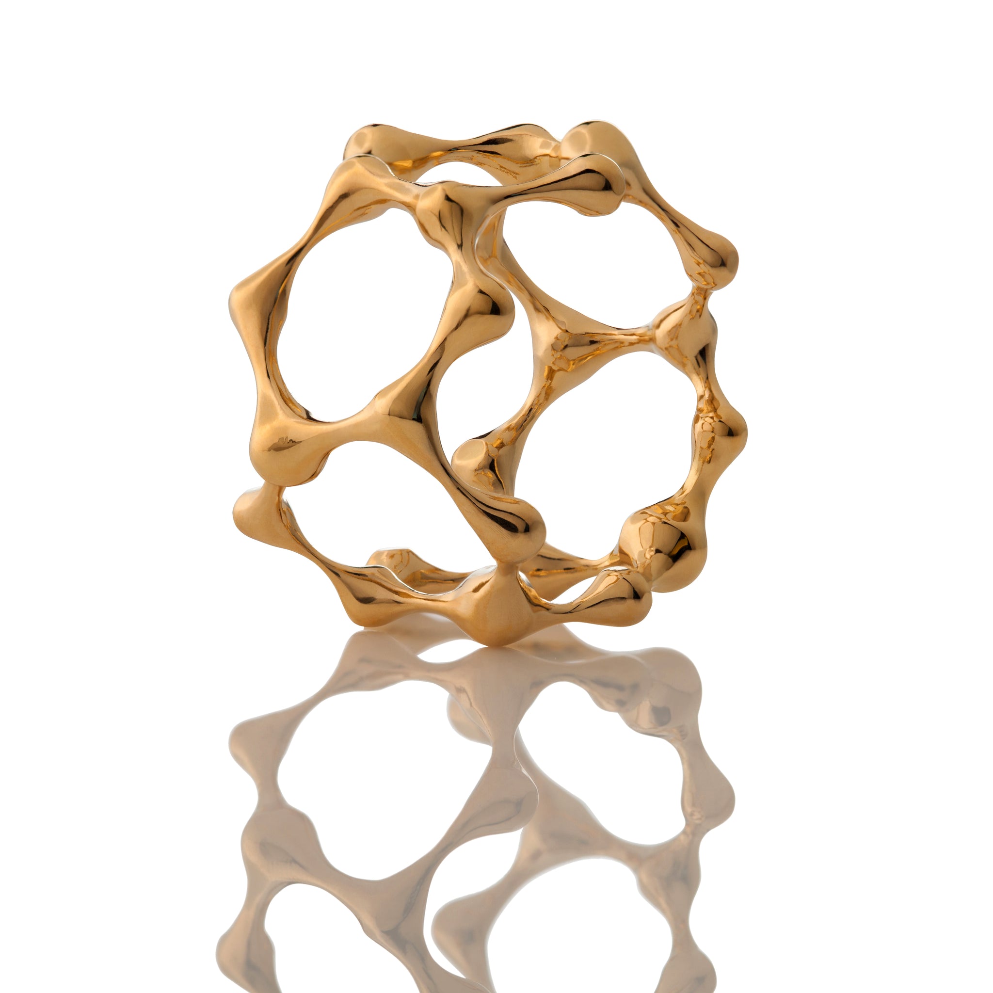 DNA 18K GOLD PLATED SILVER Atomic Hex Ring