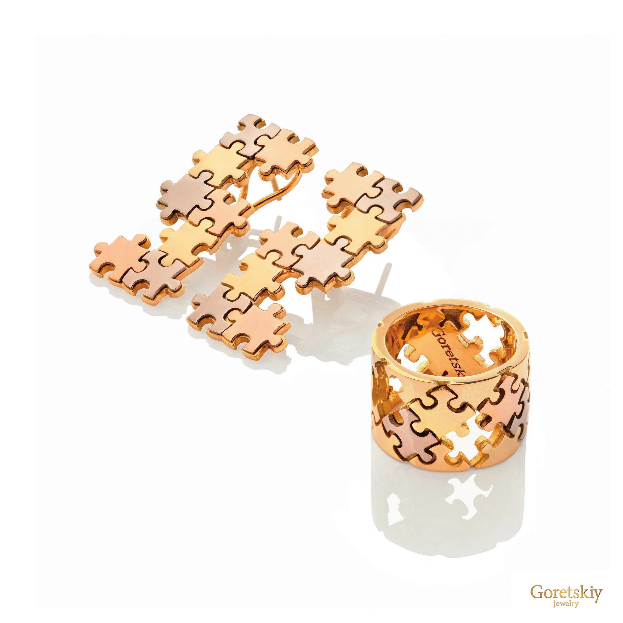 Puzzle ThreeColor Earrings
